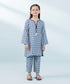 Kids East Girls Ice Blue Printed Raw Silk Suit